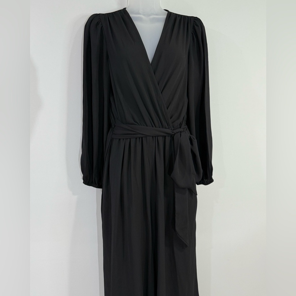 Express Black Wide Leg Plunge Jumpsuit